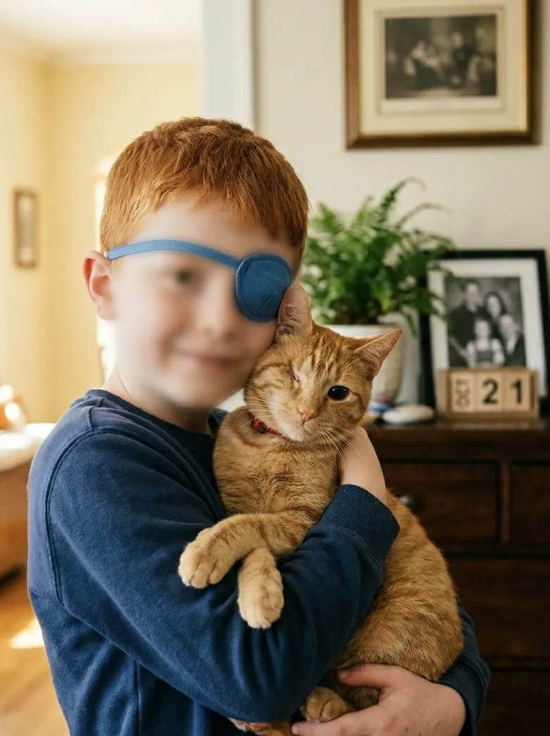 My Son Brought Home a One-Eyed Ginger Cat Because He Said They Matched – What We Discovered Under That Cat’s Collar Two Days Later Brought Us to Our Knees