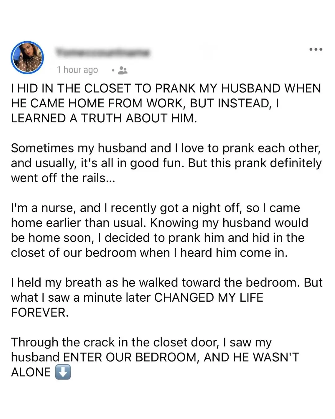 I Hid in the Closet to Prank My Husband When He Came Home from Work but Learned a Terrible Truth about Him Instead