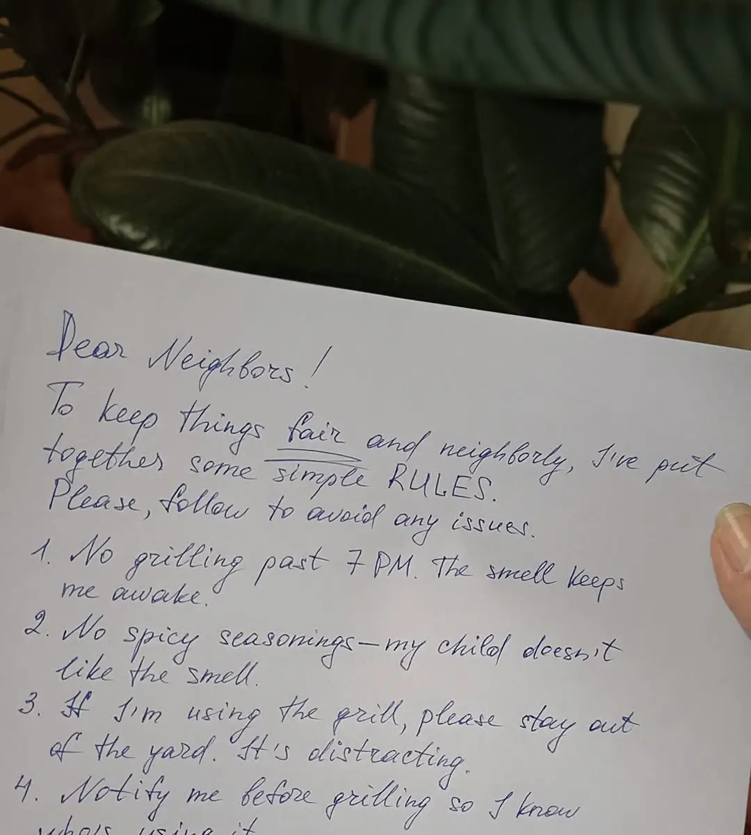 I Asked My Neighbor to Clean Up After She Used My BBQ — The Next Day She Stuck Rules for My Property on My Door and Demanded I Follow Them