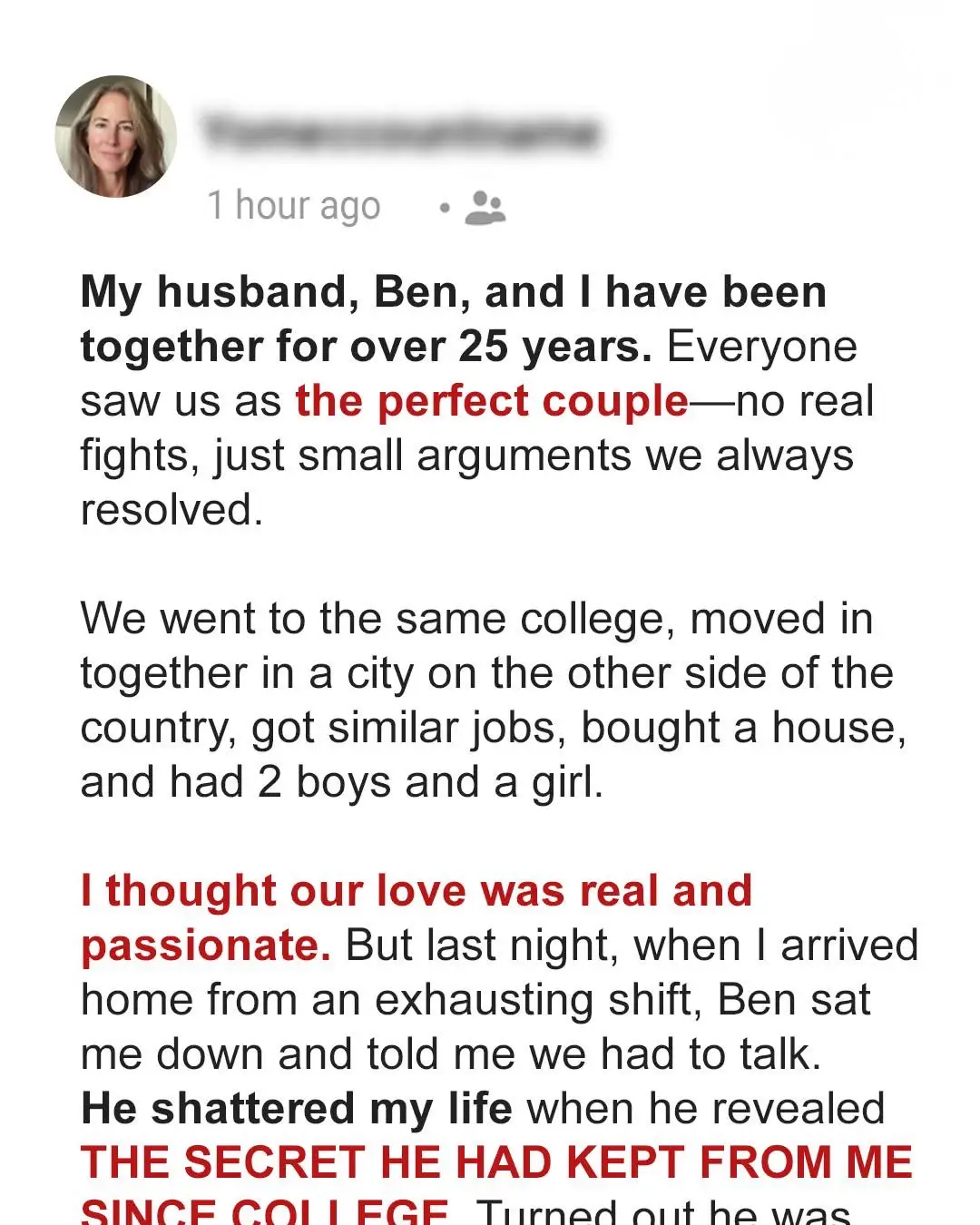 After 25 Years Together, My Husband Revealed a Secret He’d Kept Since College — It Shattered My Life, So I Took Revenge