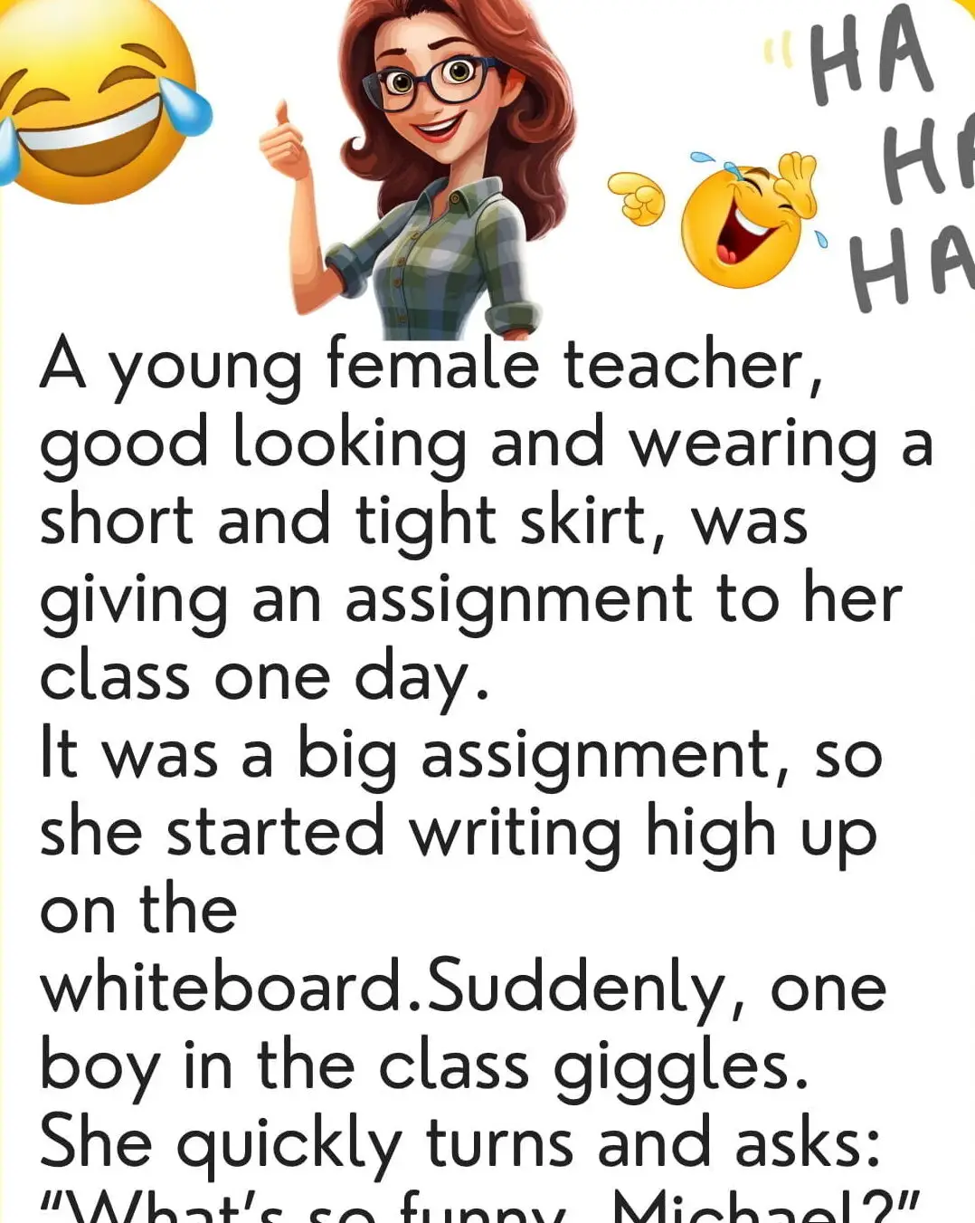 A young female teacher wearing a short  tight skirt