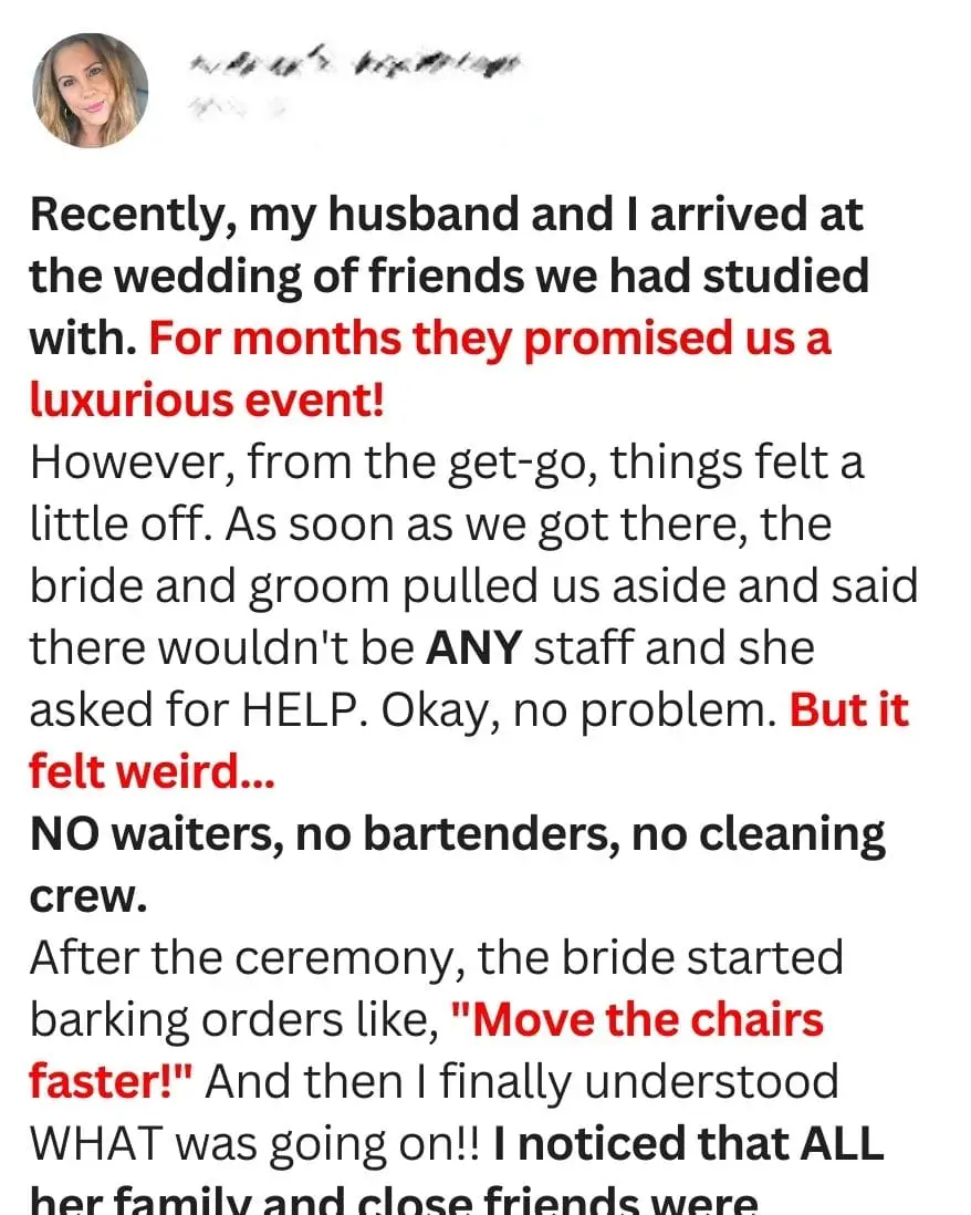 Bride and Groom Made Us Serve and Clean at Their Wedding – But Karma Didn’t Let Them Slide