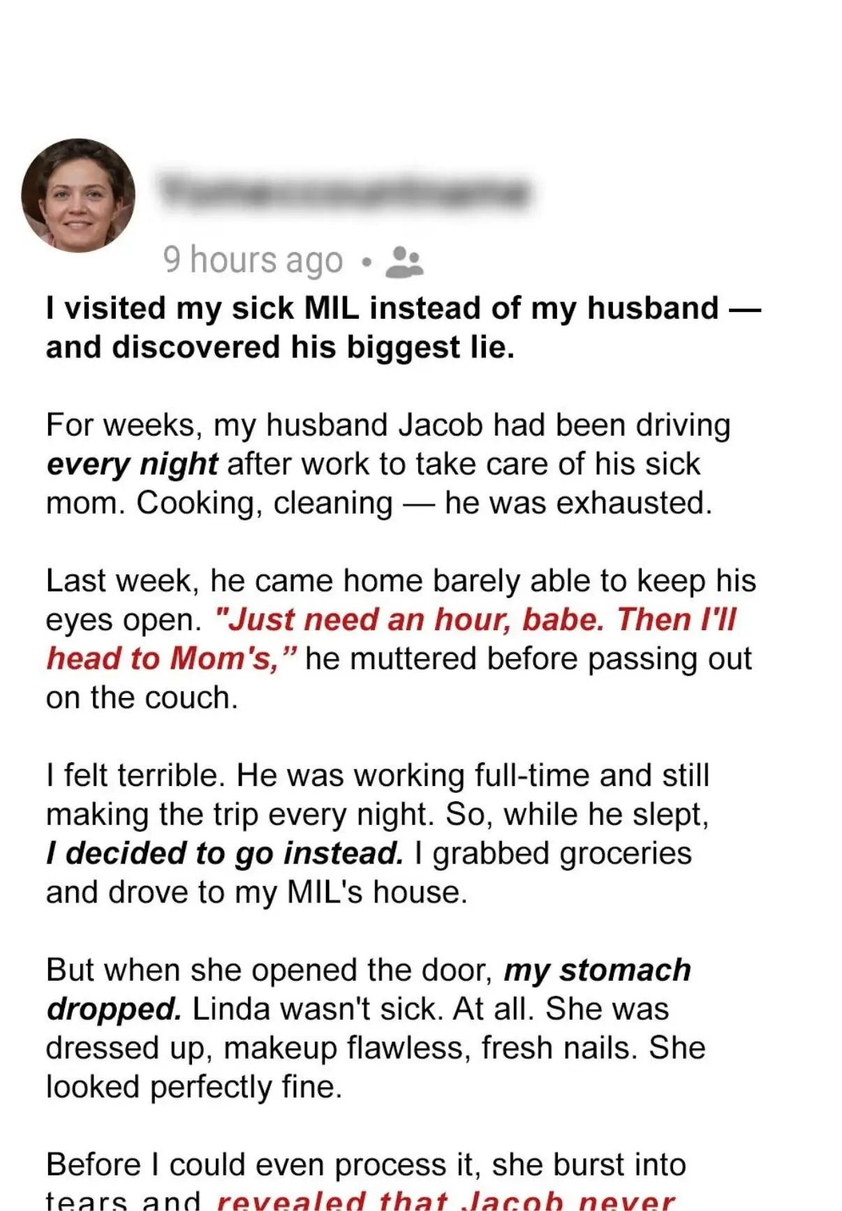 I Visited My Sick MIL to Give My Tired Husband a Break — What I Discovered Left Me Speechless