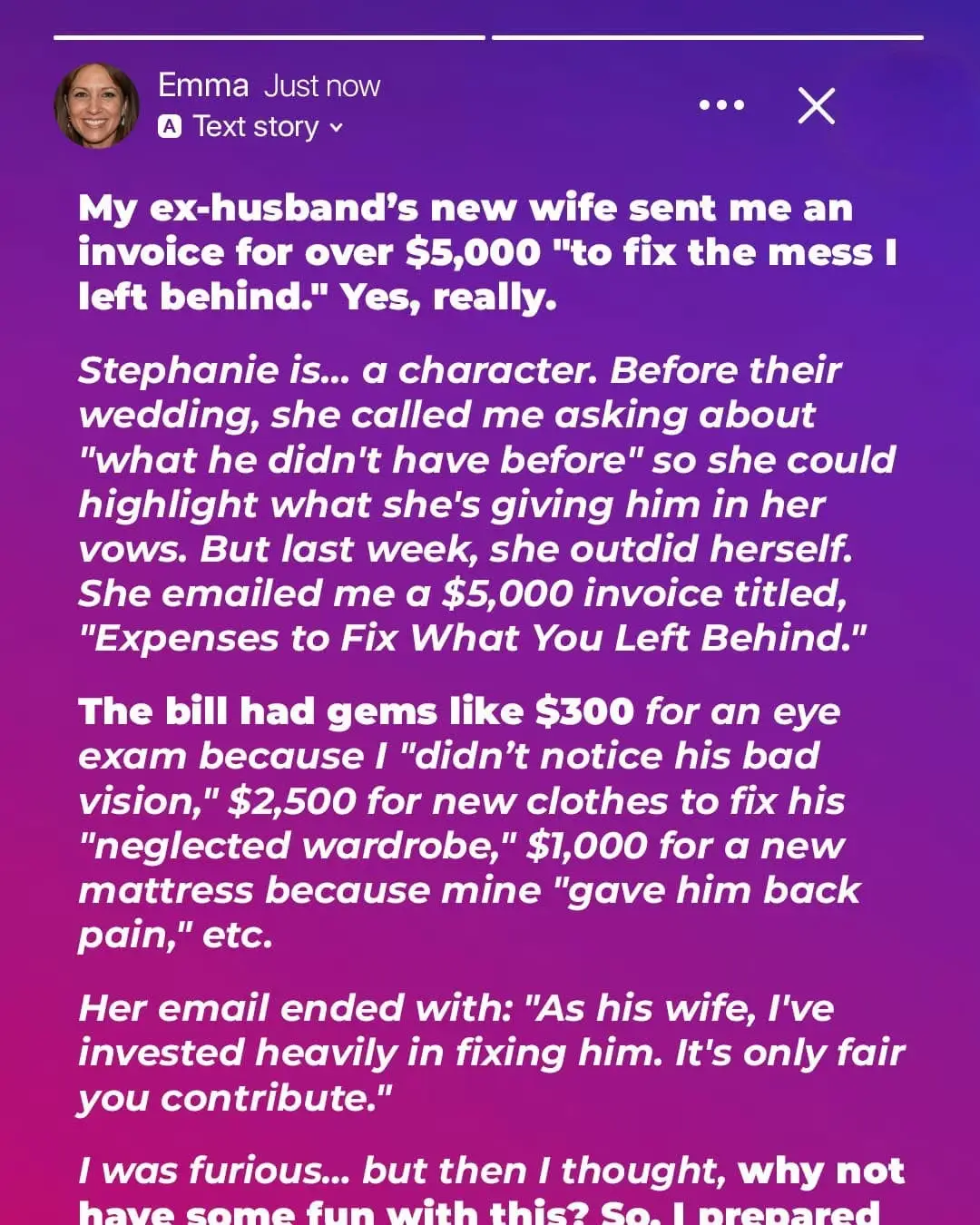 My Ex-husband’s New Wife Sent Me a Bill for ‘Expenses Caused by Me’