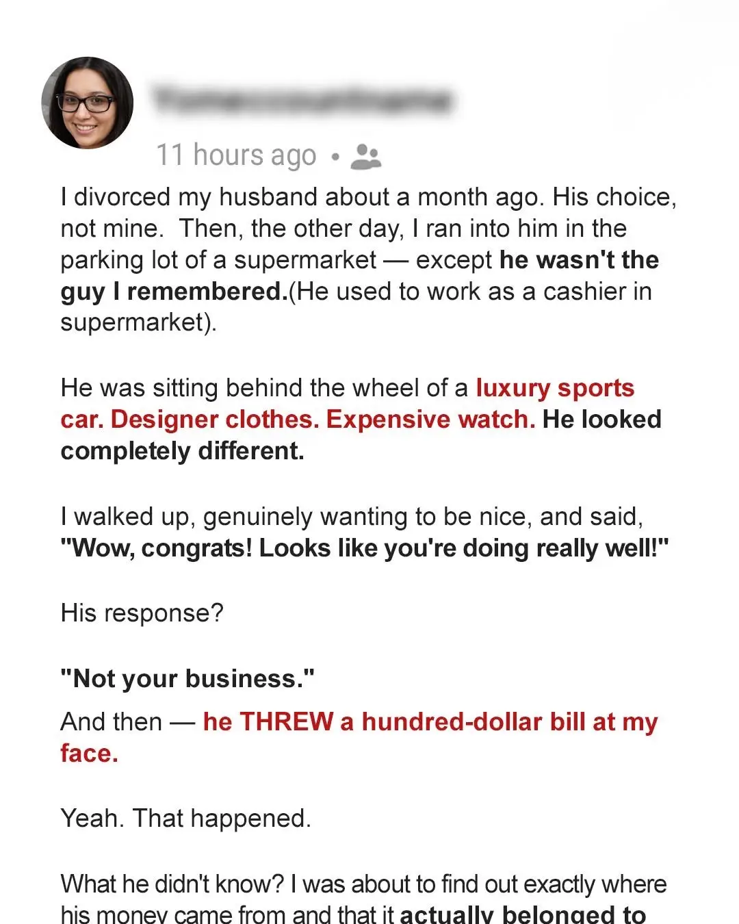 My Ex, a Cashier, Started Driving a Sports Car and Wearing Designer Clothes – I Found Out That Money Actually Belonged to Me