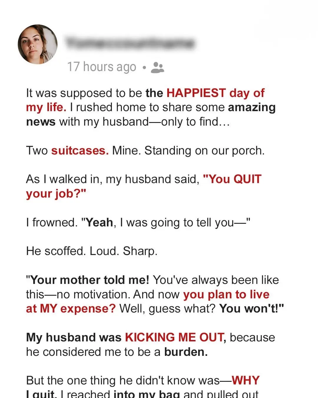 I Came Home with Life-Changing News – But My Husband Handed Me Suitcases Instead