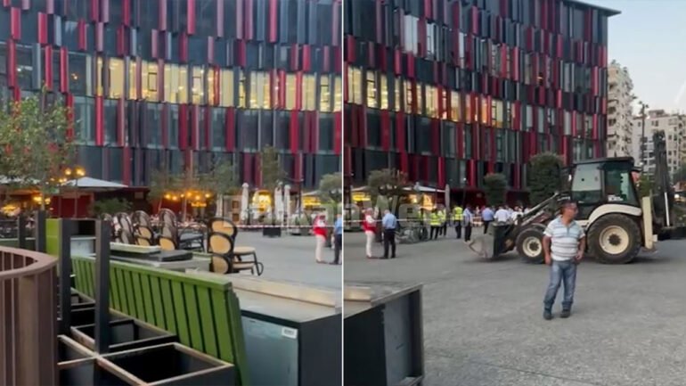 Aksion për lirimin e hapësirave publike/ IKMT zbarkon te stadiumi “Air Albania”, të pranishme edhe forca policie